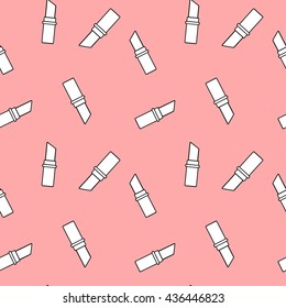 cute cartoon white lipstick on pink background seamless vector pattern illustration