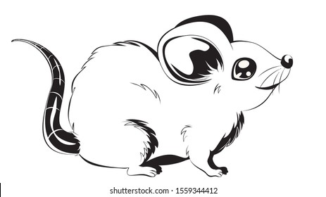 Cute cartoon white mouse or rat design illustration.