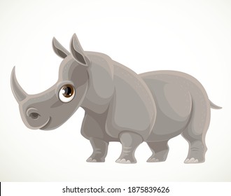 Cute Cartoon wild, afrikanische Rhino-Nashörner einzeln auf weißem Hintergrund