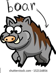 Cute cartoon wild boar