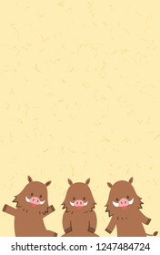 Cute cartoon wild boar. Vector illustration.Flat design.Cute cartoon character.