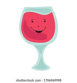 Cute cartoon wine. Vector illustration
