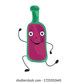 Cute cartoon wine. Vector illustration