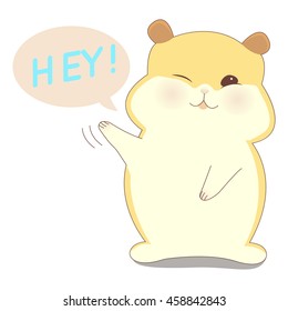 Cute cartoon winking hamster. Sticker with animal for kids. Vector illustration