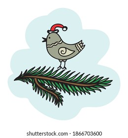 Cuta caricatura de pájaro de invierno. Ilustración del vector