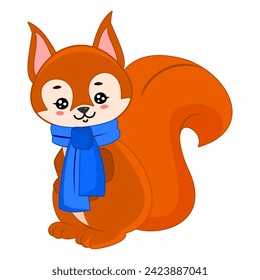 Cute cartoon winter squirrel vector isolated