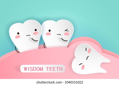 cute cartoon wisdom teeth with health concept