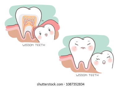 cute cartoon wisdom teeth with health concept