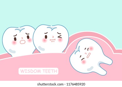 cute cartoon wisdom teeth with health concept