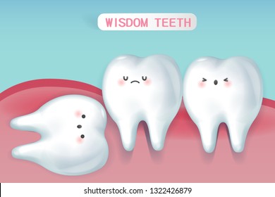 cute cartoon wisdom teeth with health concept