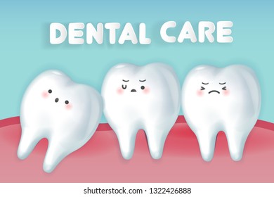 cute cartoon wisdom teeth with health concept