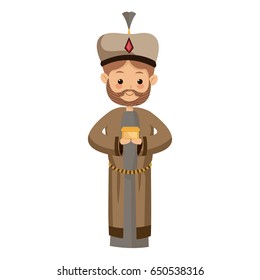 cute cartoon wise king manger character