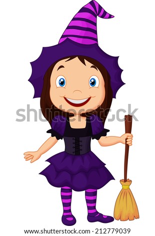 Cute Cartoon Witch Stock Vector (Royalty Free) 212779039 - Shutterstock