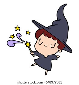 cute cartoon witch casting spell