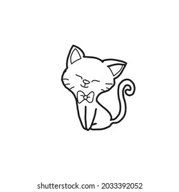 Cute cartoon witch cat.vector illustration.Halloween.Funny coloring book