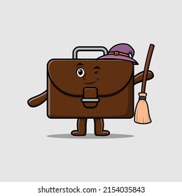 Cute Cartoon mit Koffer in Form von Koffer mit Hut und Besatz