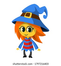 Cute cartoon witch. Vector illustration of Halloween witch