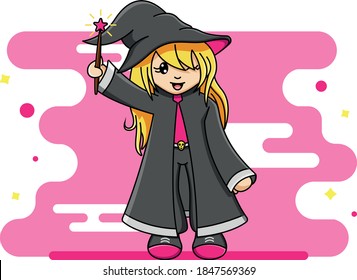 Cute cartoon witch vector image