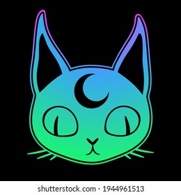 cute cartoon witchcraft cat head