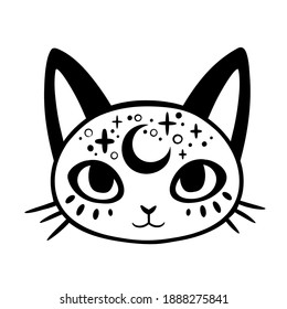 cute cartoon witchcraft decorated cat head