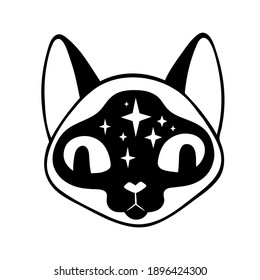 cute cartoon witchcraft decorated cat head