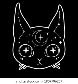cute cartoon witchcraft decorated cat head