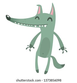  Cute cartoon wolf character. Wild forest animal collection. Vector wolf  illustration