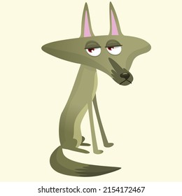  Cute cartoon wolf character. Wild forest animal collection. Vector wolf  illustration