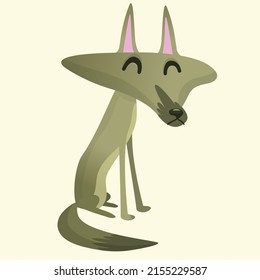  Cute cartoon wolf character. Wild forest animal collection. Vector wolf  illustration