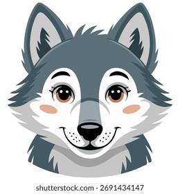 Lobo desenho animado rosto vetor isolado branco fundo