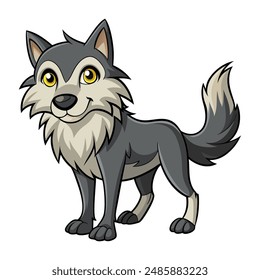 Cute cartoon wolf isolated on white background. Side view. Vector illustration.