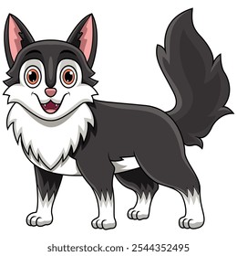 Cute cartoon wolf on white background