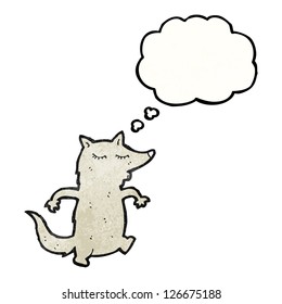 cute cartoon wolf with thought bubble