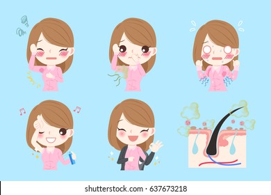 cute cartoon woman with bikini line problem before and after