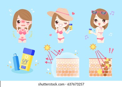 cute cartoon woman with bikini line problem before and after