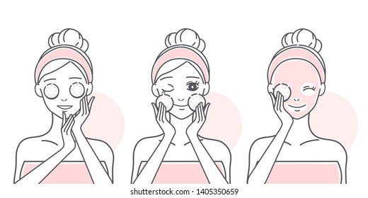 cute cartoon woman with whitening problem on white background