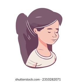 Cute cartoon women smiling in happiness and love isolated