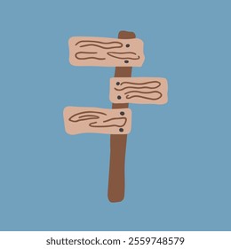 Cute Cartoon wood sign image icon. Vector Illustration.