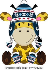 Cute Cartoon Wooly Hat Giraffe