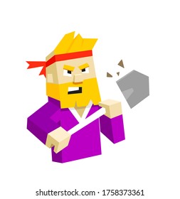 Un trabajador de dibujos animados con pala. Carácter vector aislado en blanco