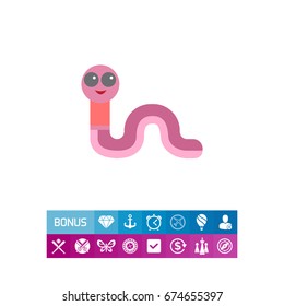Cute cartoon worm icon