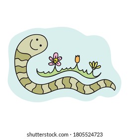 Cute cartoon worm. Vector illustration