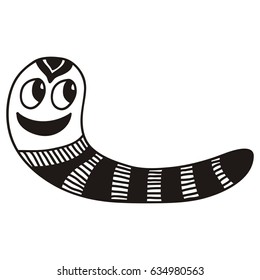 Cute cartoon worm. Vector illustration.