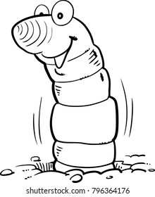 Cute cartoon worm. Vector illustration. Smiling worm