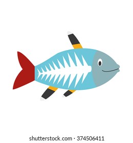 Cute cartoon x-ray fish vector illustration