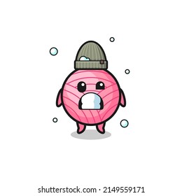 cute cartoon yarn ball with shivering expression , cute design