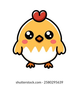 Cute Cartoon Yellow Chicken Clip Art Illustration