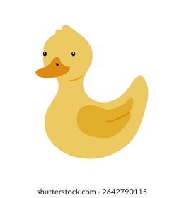 Cute cartoon yellow duckling with a friendly expression in a simple design