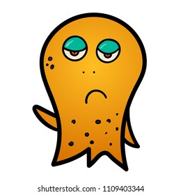 Cute cartoon yellow frowning monster. Vector octopus character. Halloween design. Design for print, stickers, t-shirt, illustration, logo, emblem or any other things like books, 	
clothes and toys