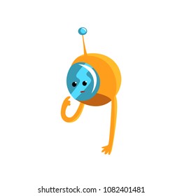Cute cartoon yellow funny monster character vector Illustration on a white background